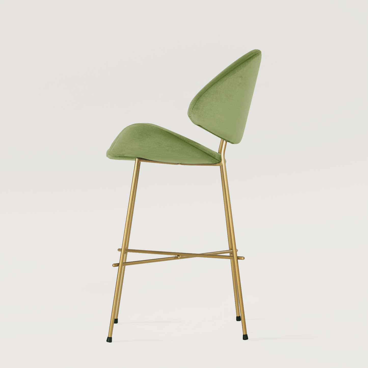 Bar stool Cheri Bar Velours Gold Low - Light Green