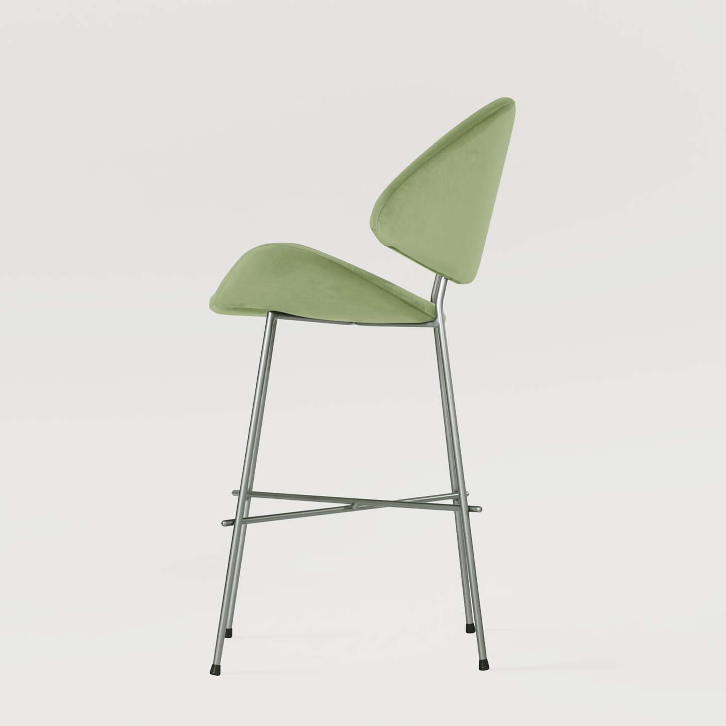 Bar stool Cheri Bar Velours Chrome Low - Light Green