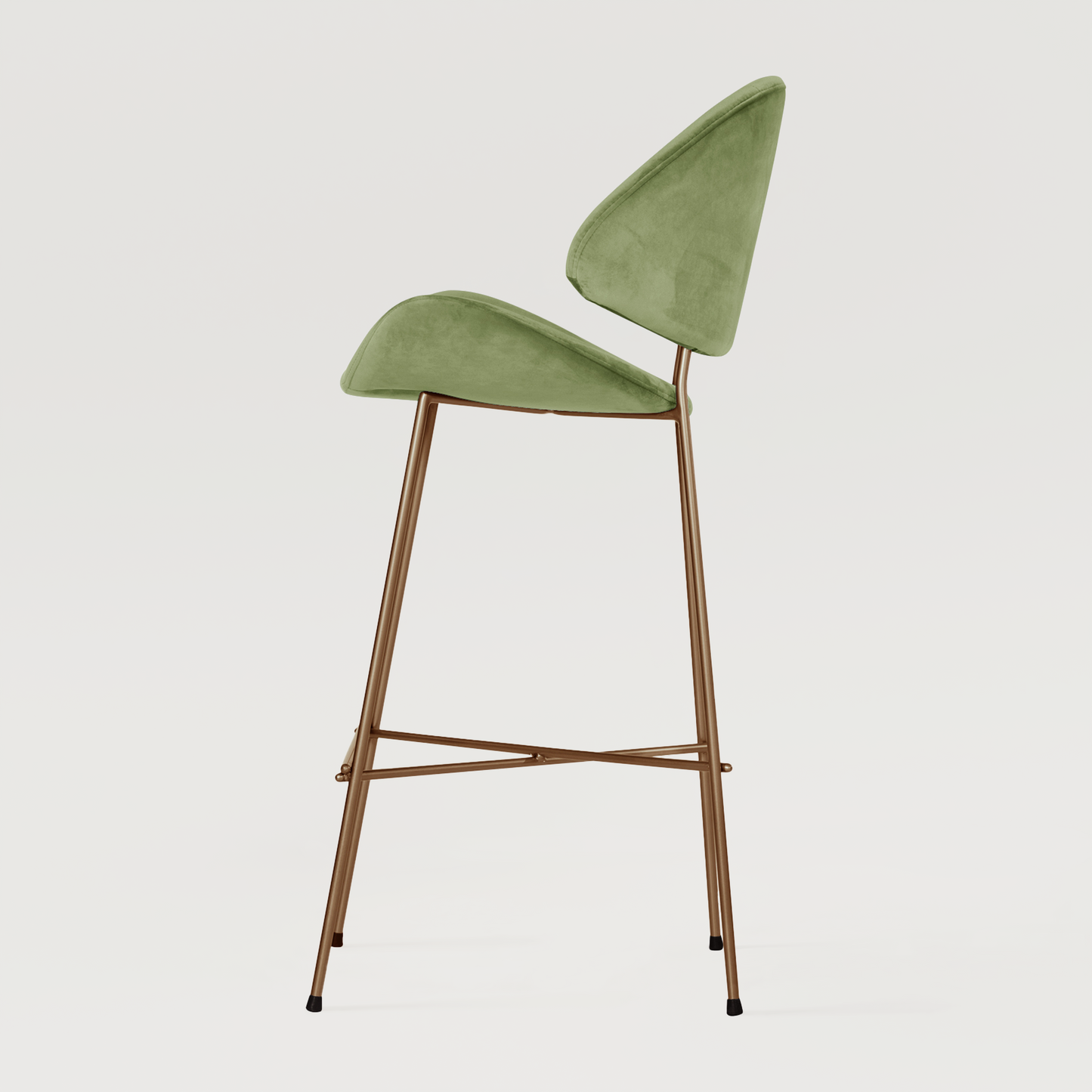 Bar stool Cheri Bar Velours Copper High - Light Green