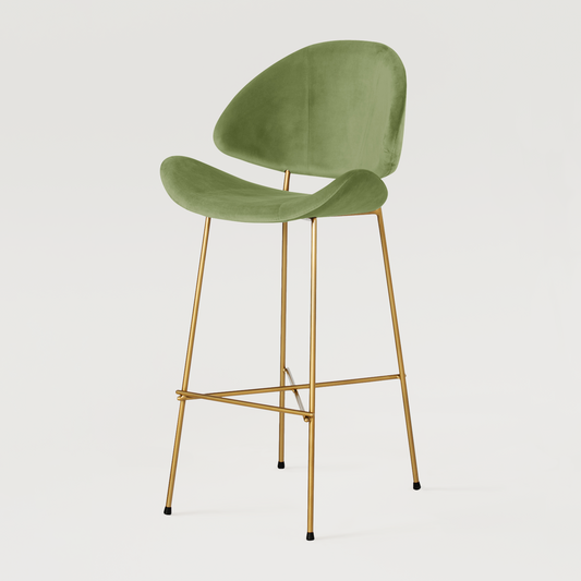 Bar stool Cheri Bar Velours Gold High - Light Green