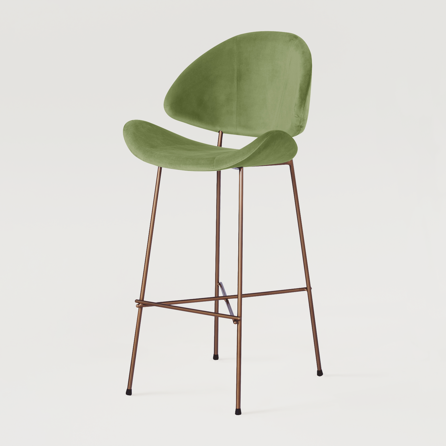 Bar stool Cheri Bar Velours Copper High - Light Green