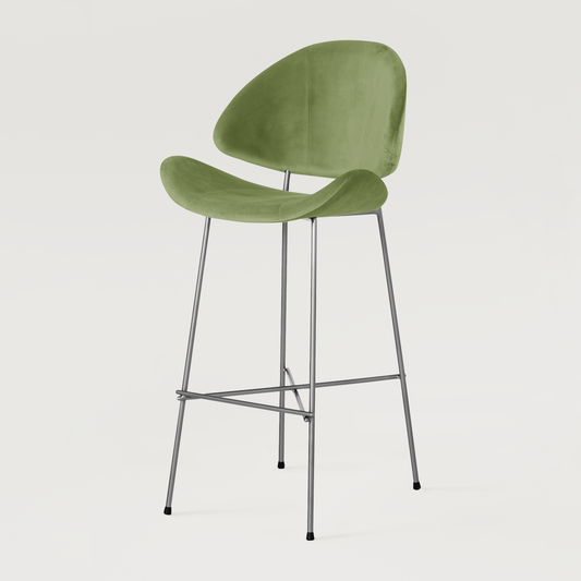 Bar stool Cheri Bar Velours Chrome High - Light Green