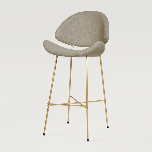 Bar stool Cheri Bar Boucle Gold High - Coffee