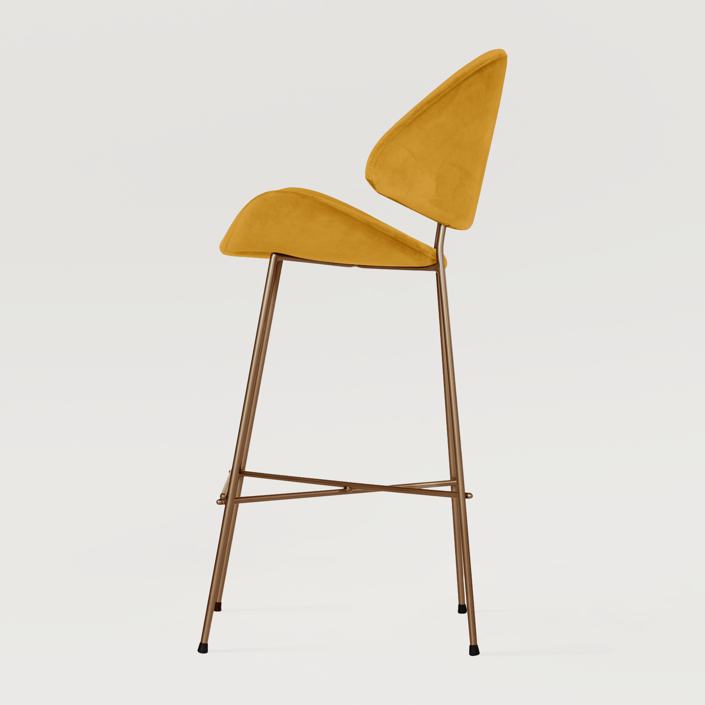 Bar stool Cheri Bar Velours Copper High - Mustard