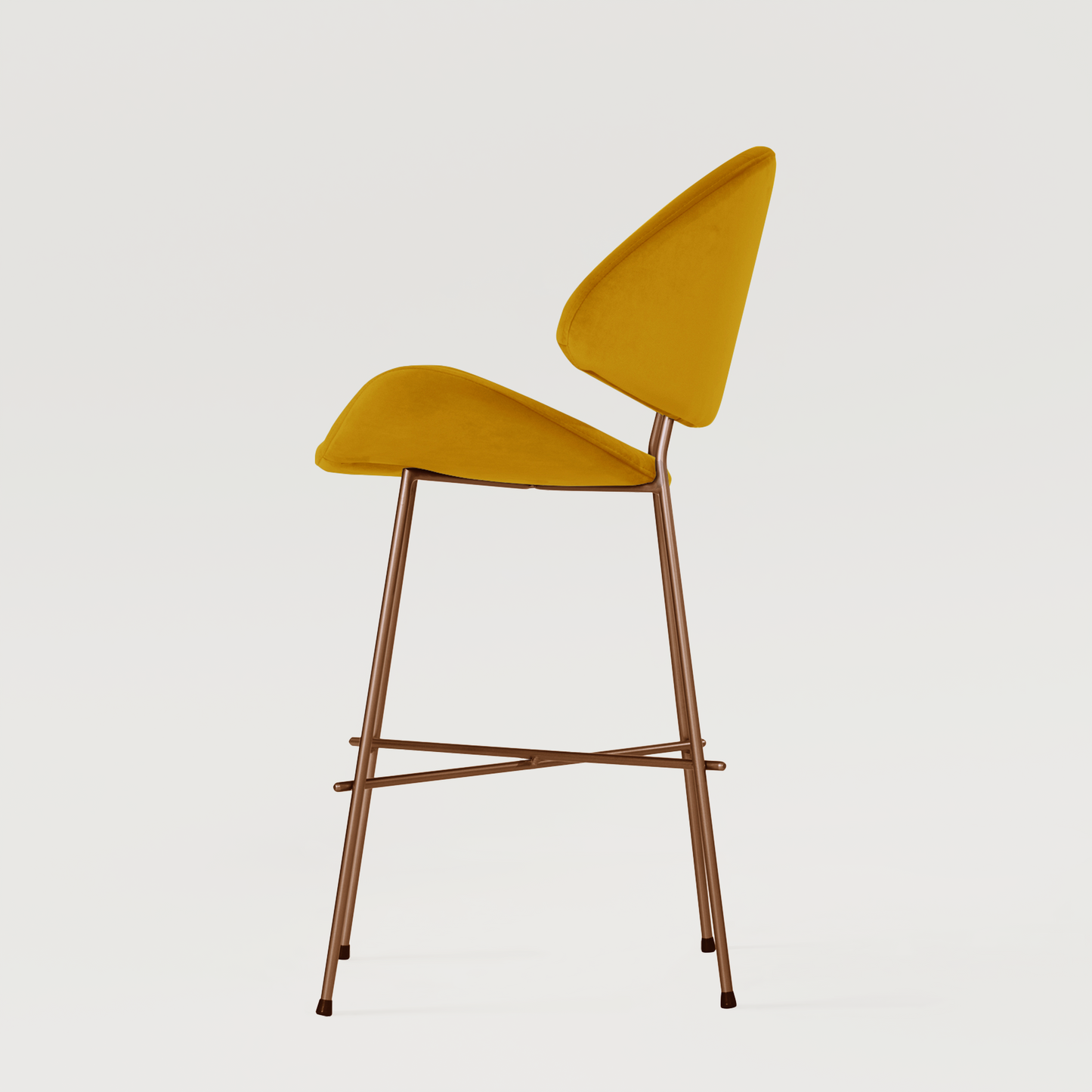 Bar stool Cheri Bar Velours Copper Low - Mustard