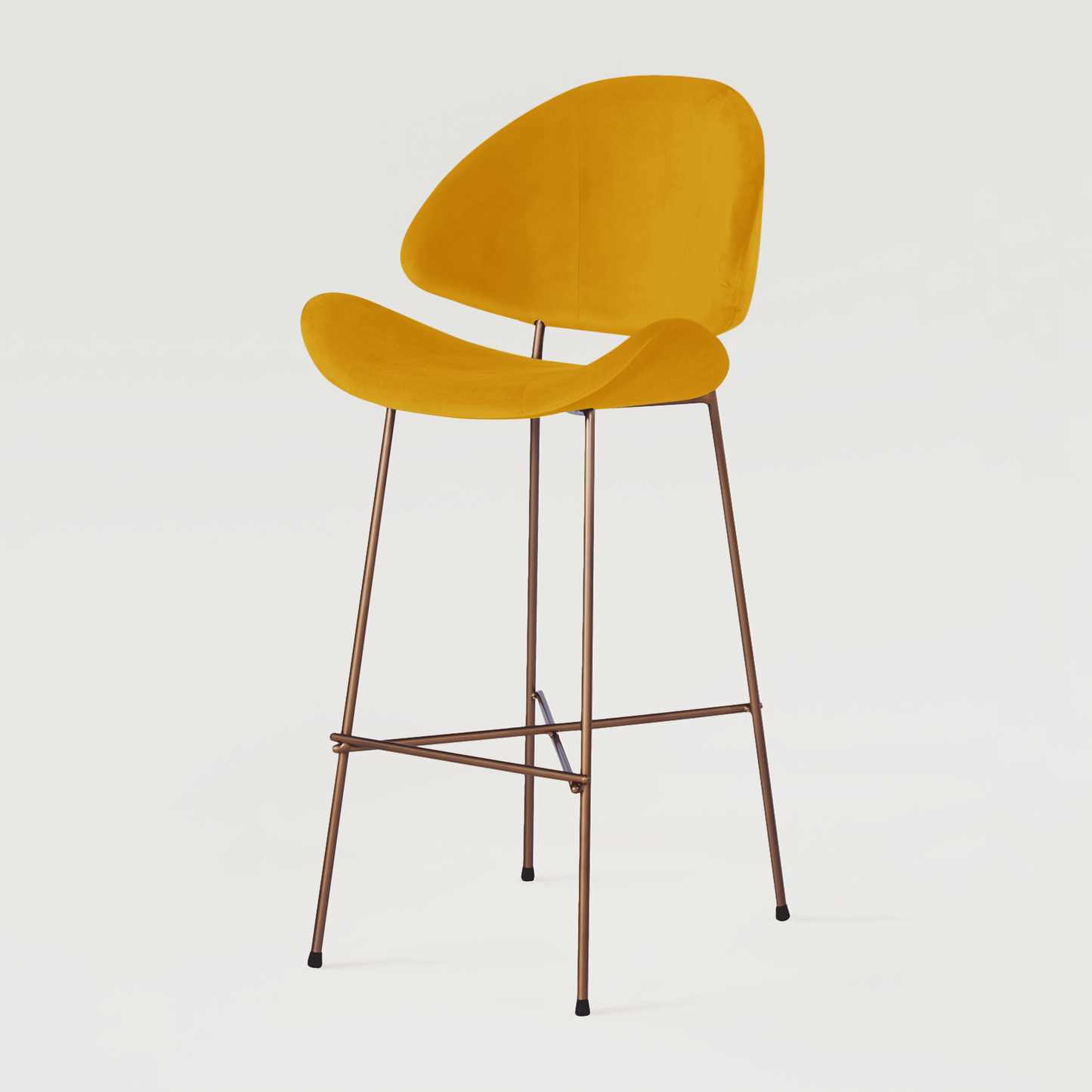 Bar stool Cheri Bar Velours Copper High - Mustard