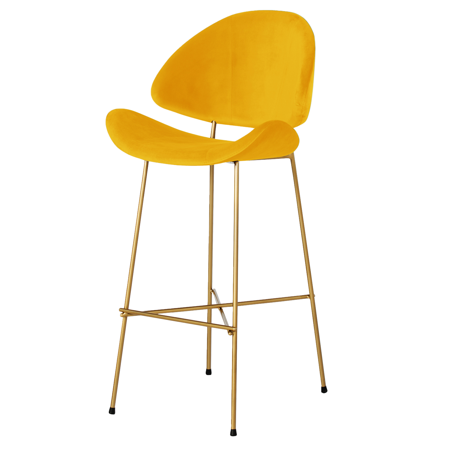 Bar stool Cheri Bar Velours Gold High - Mustard