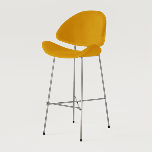 Bar stool Cheri Bar Velours Chrome High - Mustard