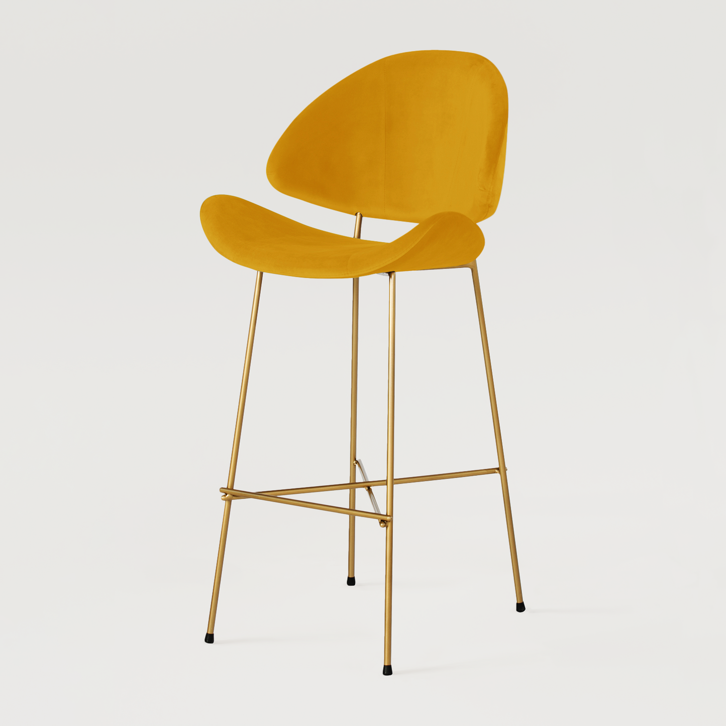 Bar stool Cheri Bar Velours Gold High - Mustard