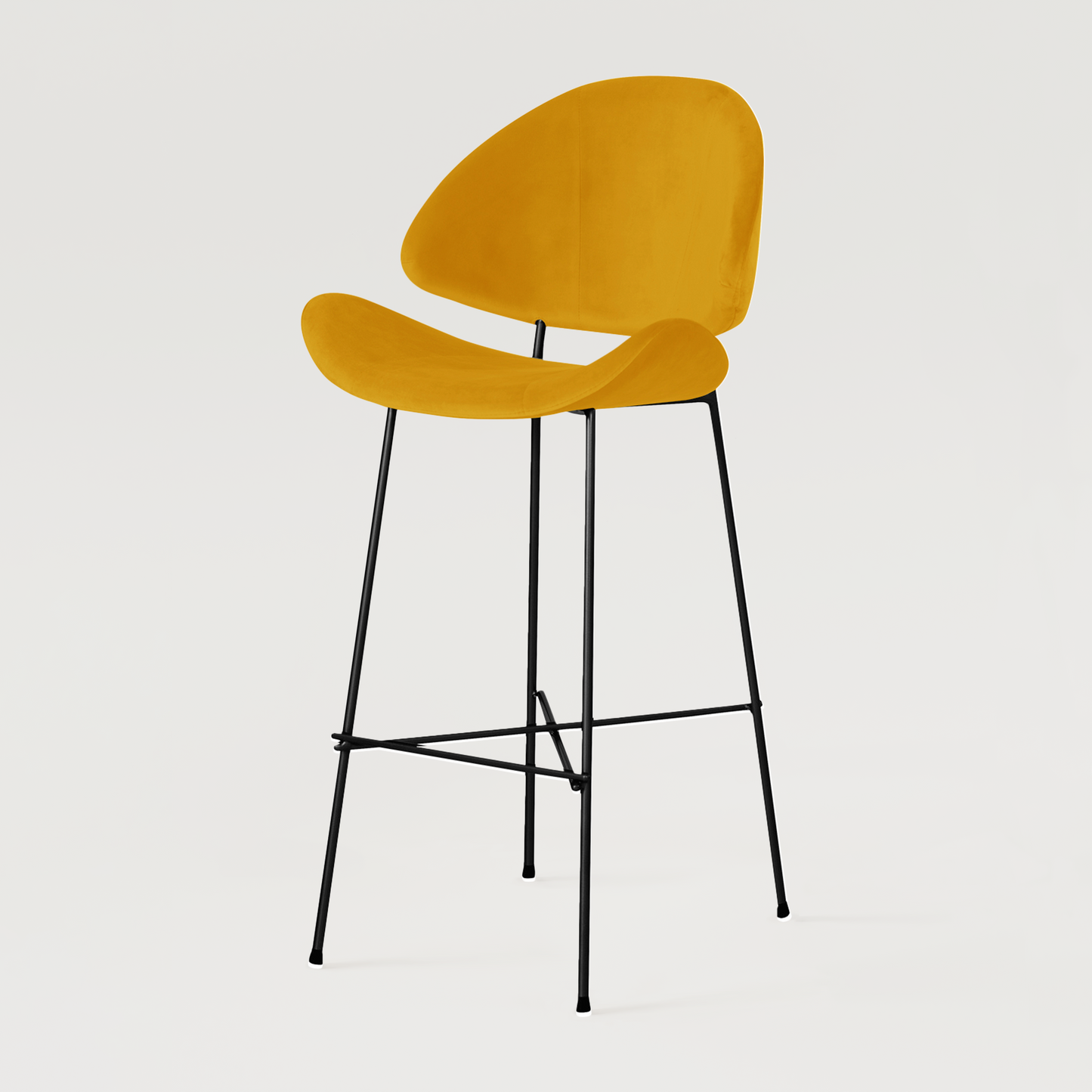 Bar stool Cheri Bar Velours High - Mustard