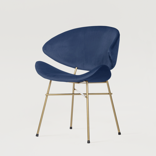 Chair Cheri Velours Gold - Navy Blue