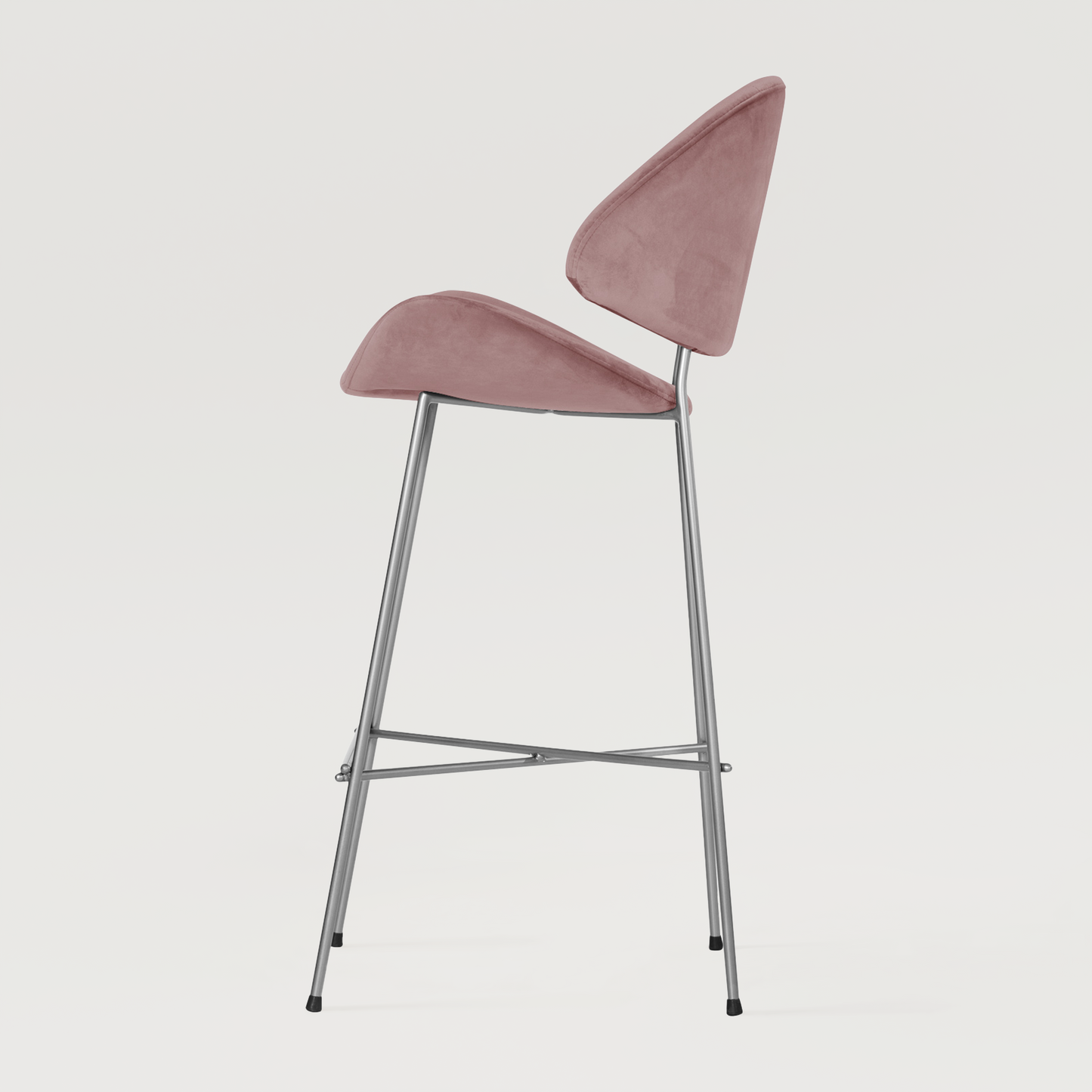 Bar stool Cheri Bar Velours Chrome High - Dusty Rose