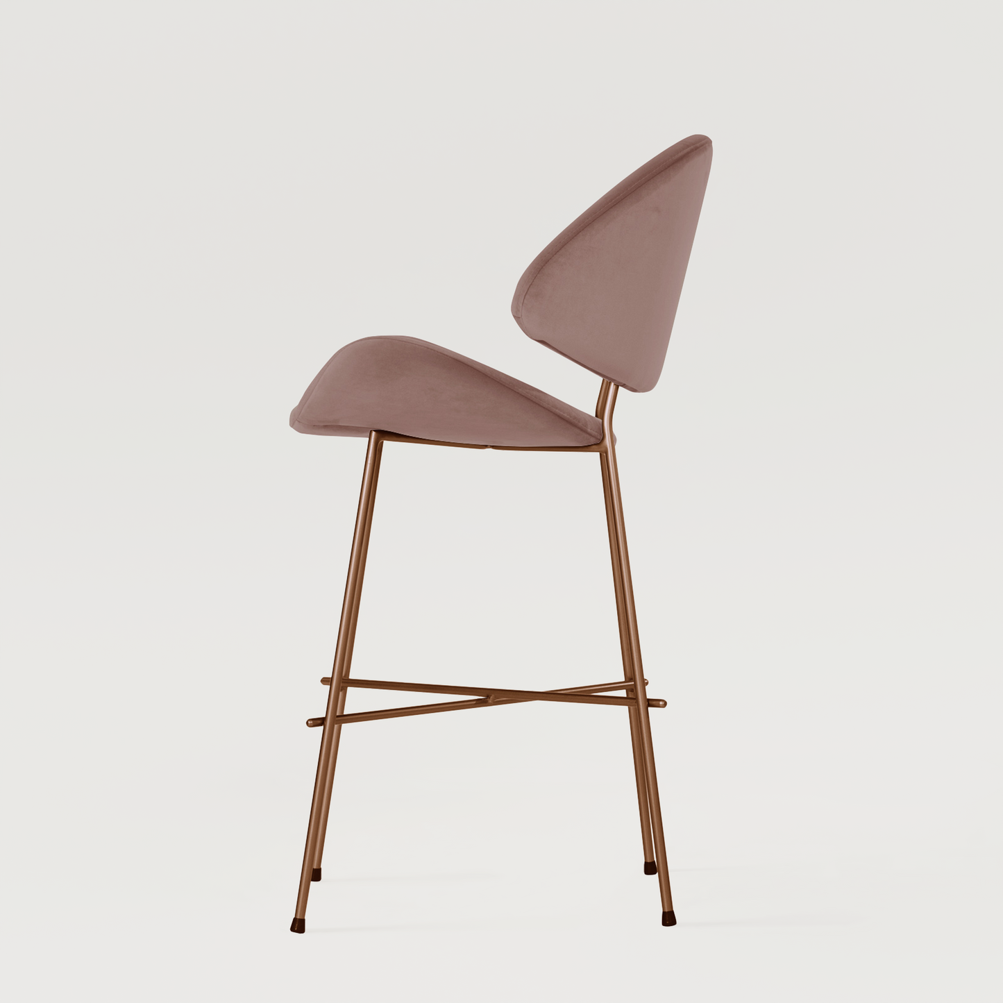 Bar stool Cheri Bar Velours Copper Low - Dusty Rose