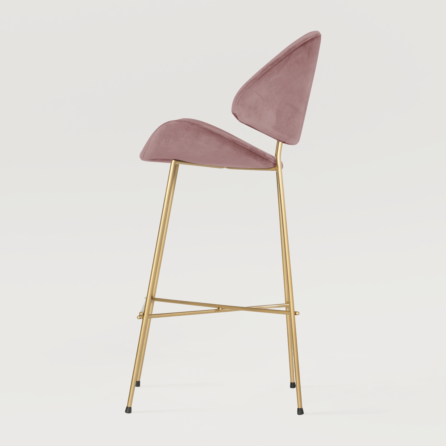 Bar stool Cheri Bar Velours Gold High - Dusty Rose