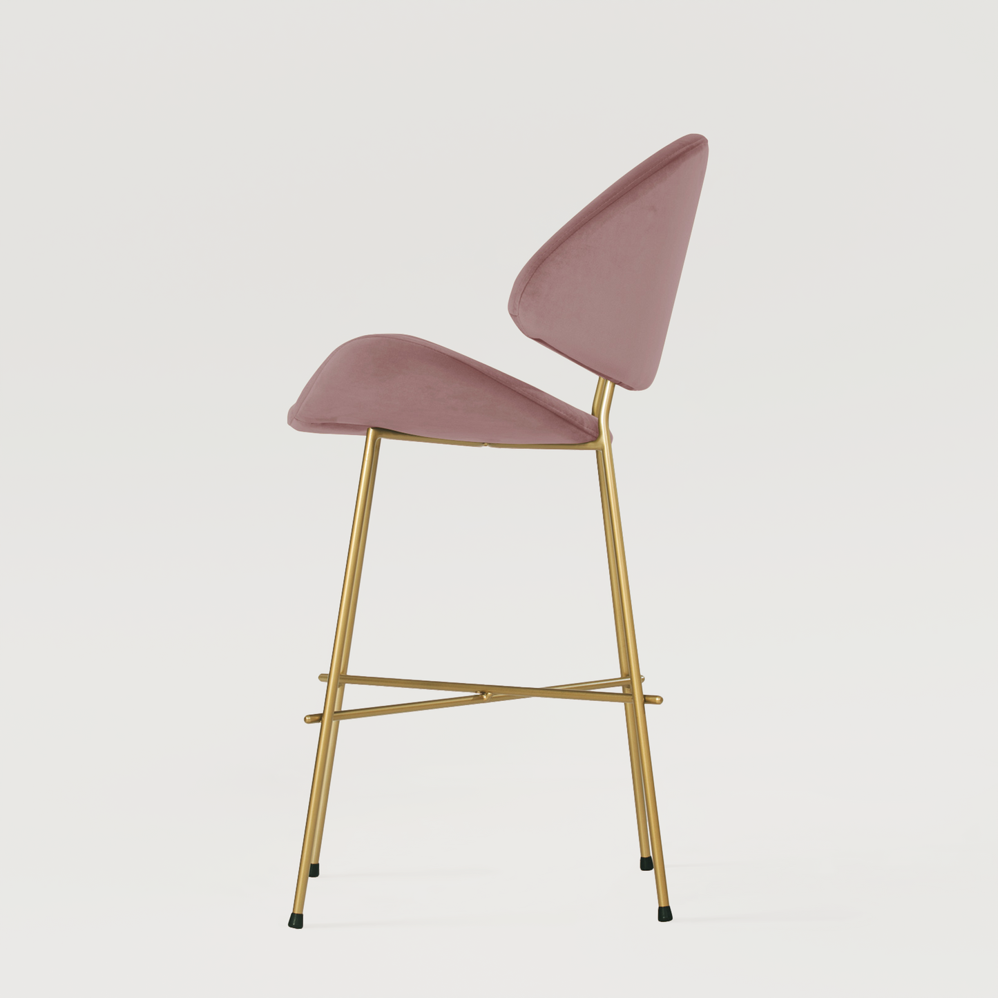 Bar stool Cheri Bar Velours Gold Low - Dusty Rose