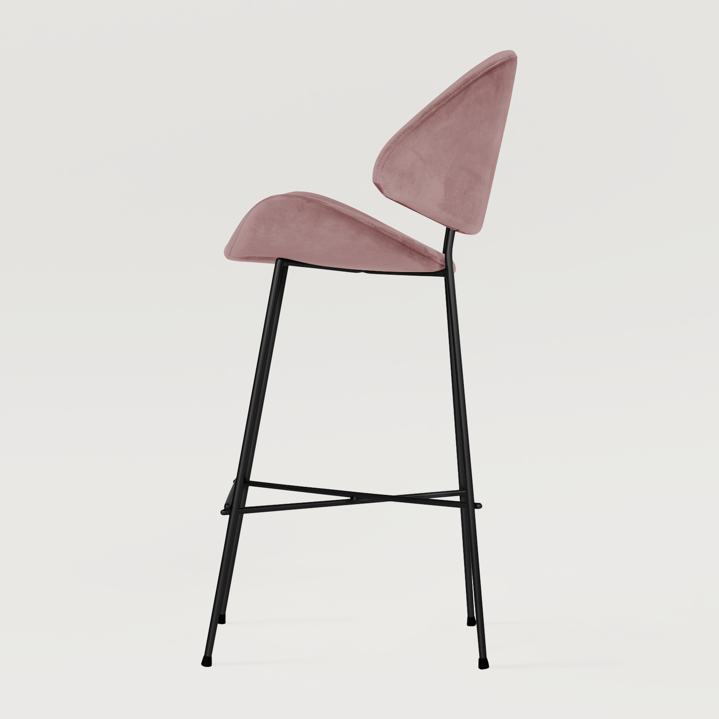 Bar stool Cheri Bar Velours High - Dusty Rose