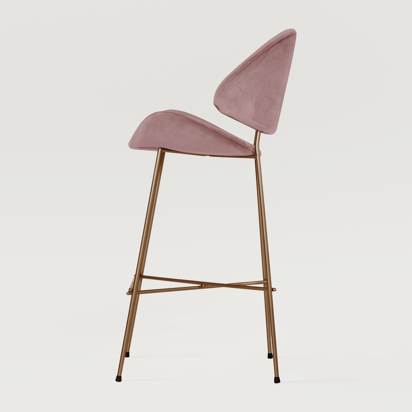 Bar stool Cheri Bar Velours Copper High - Dusty Rose