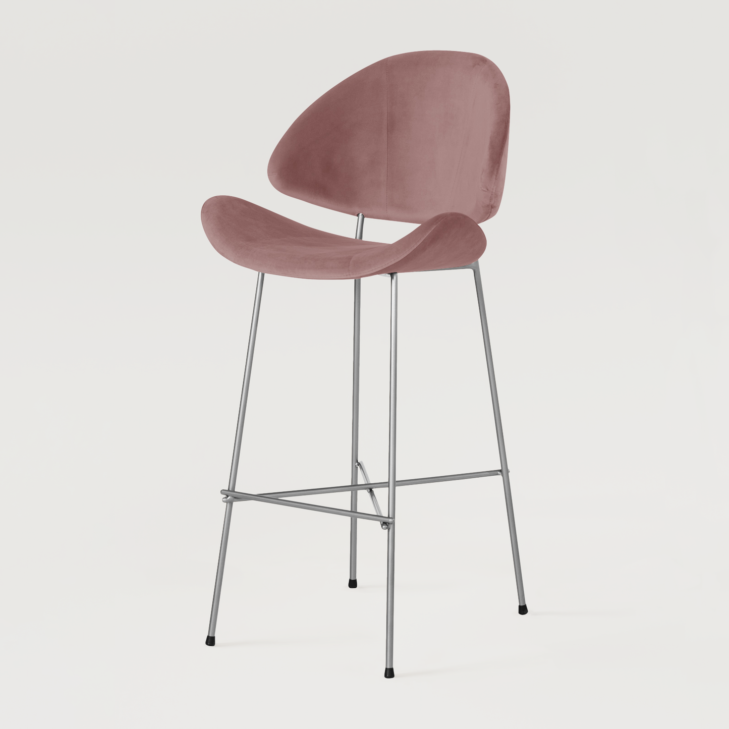 Bar stool Cheri Bar Velours Chrome High - Dusty Rose