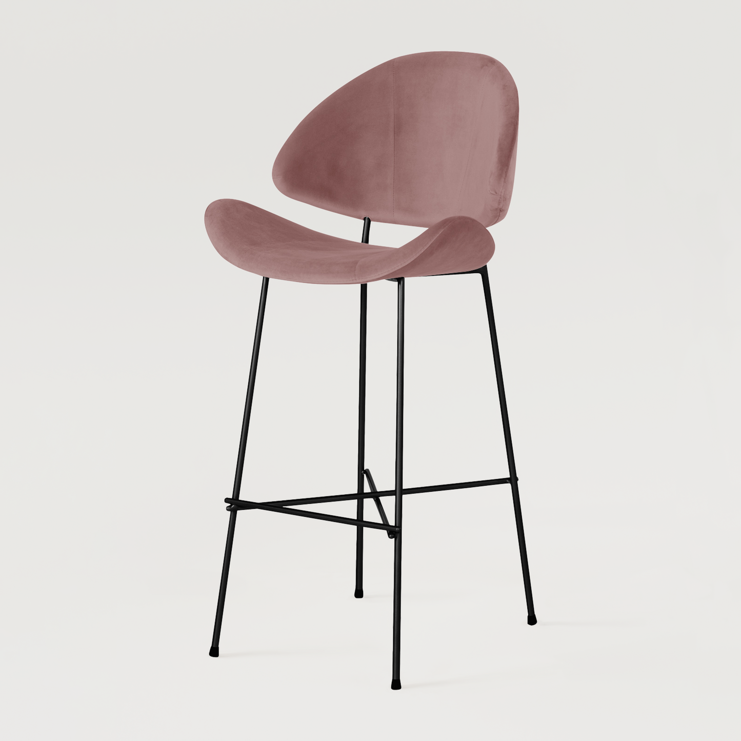 Bar stool Cheri Bar Velours High - Dusty Rose