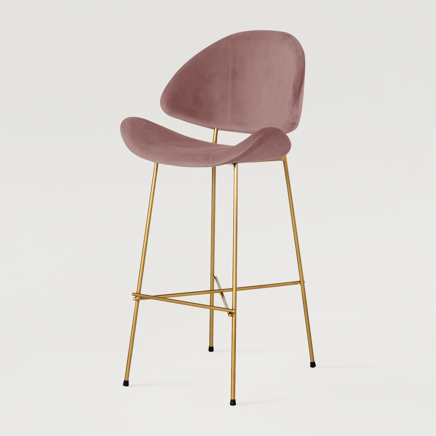 Bar stool Cheri Bar Velours Gold High - Dusty Rose