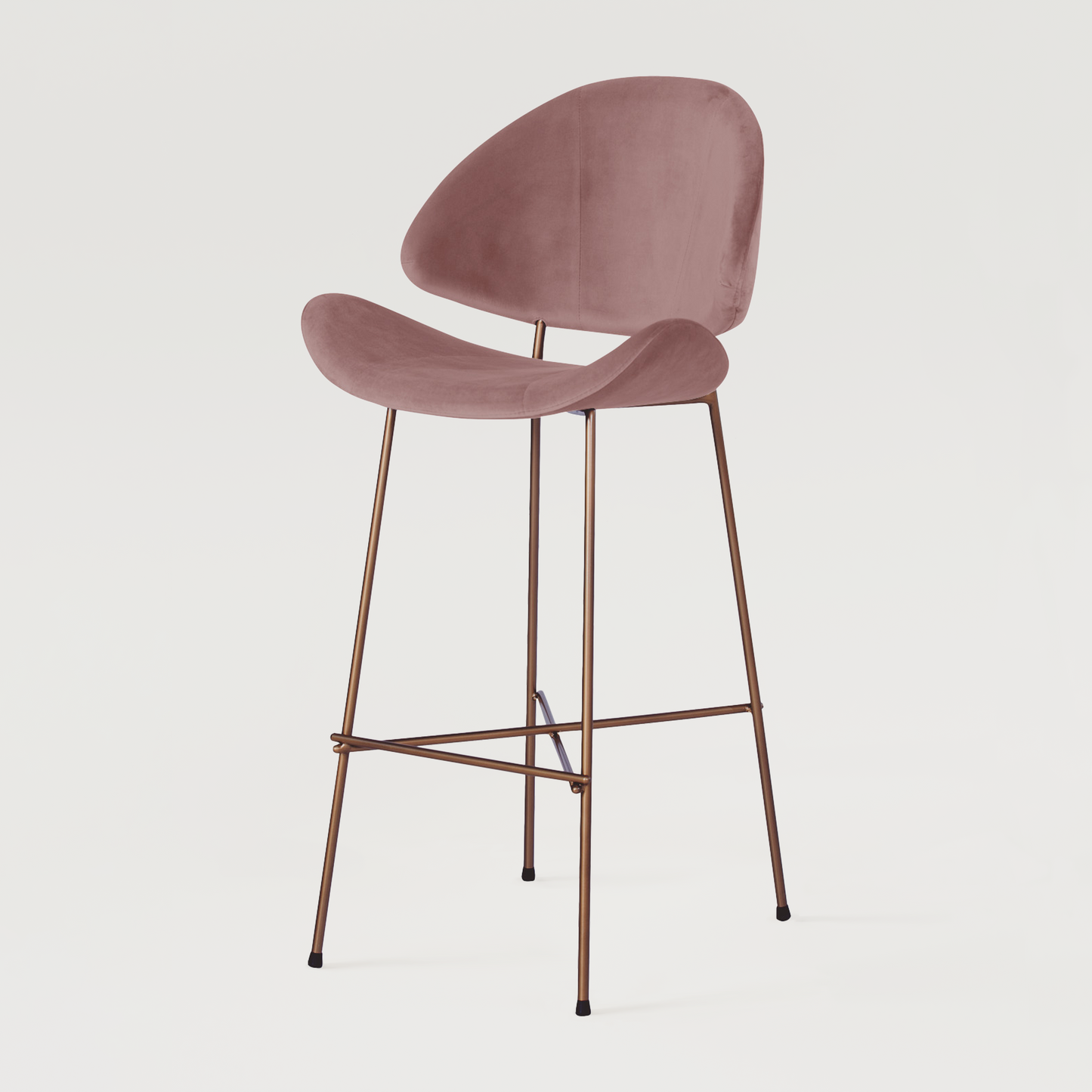 Bar stool Cheri Bar Velours Copper High - Dusty Rose