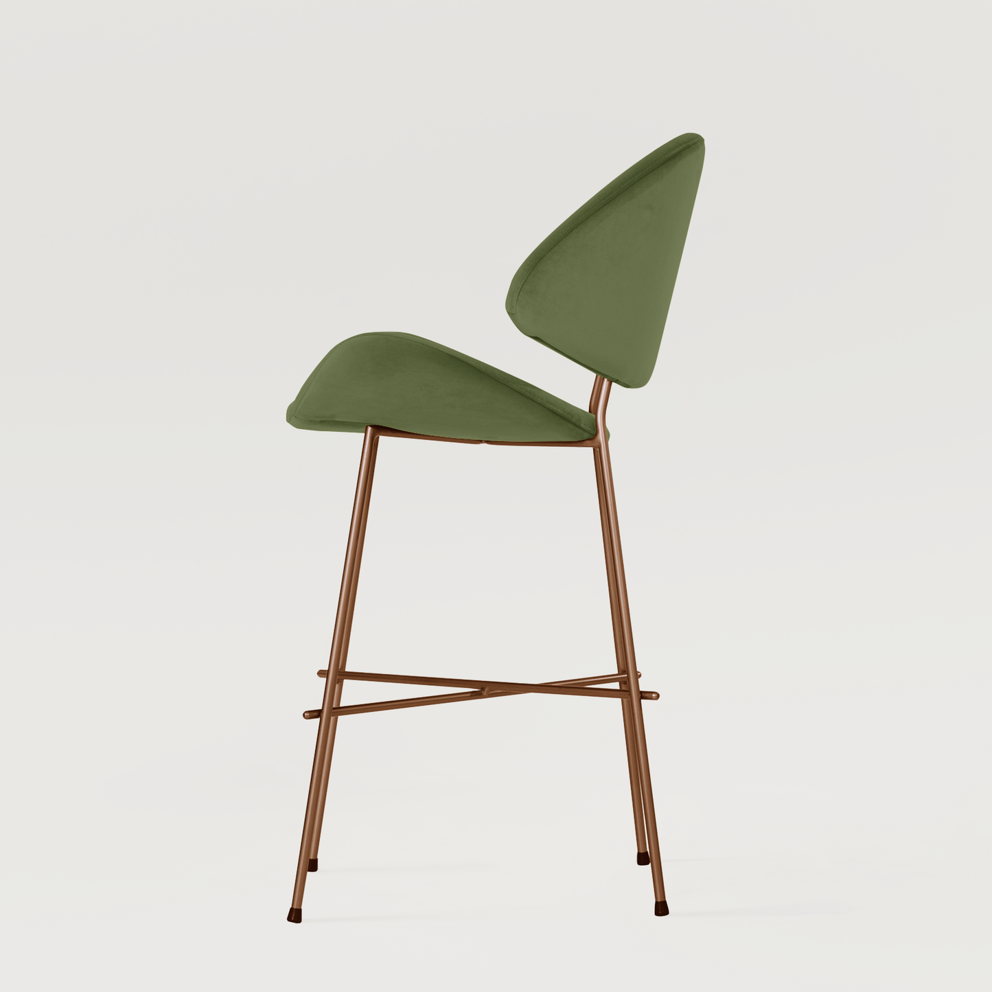 Bar stool Cheri Bar Velours Copper Low - Green