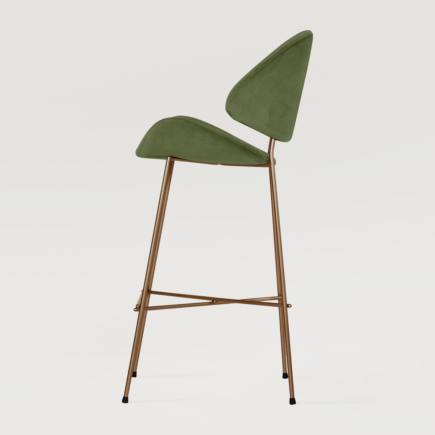 Bar stool Cheri Bar Velours Copper High - Green