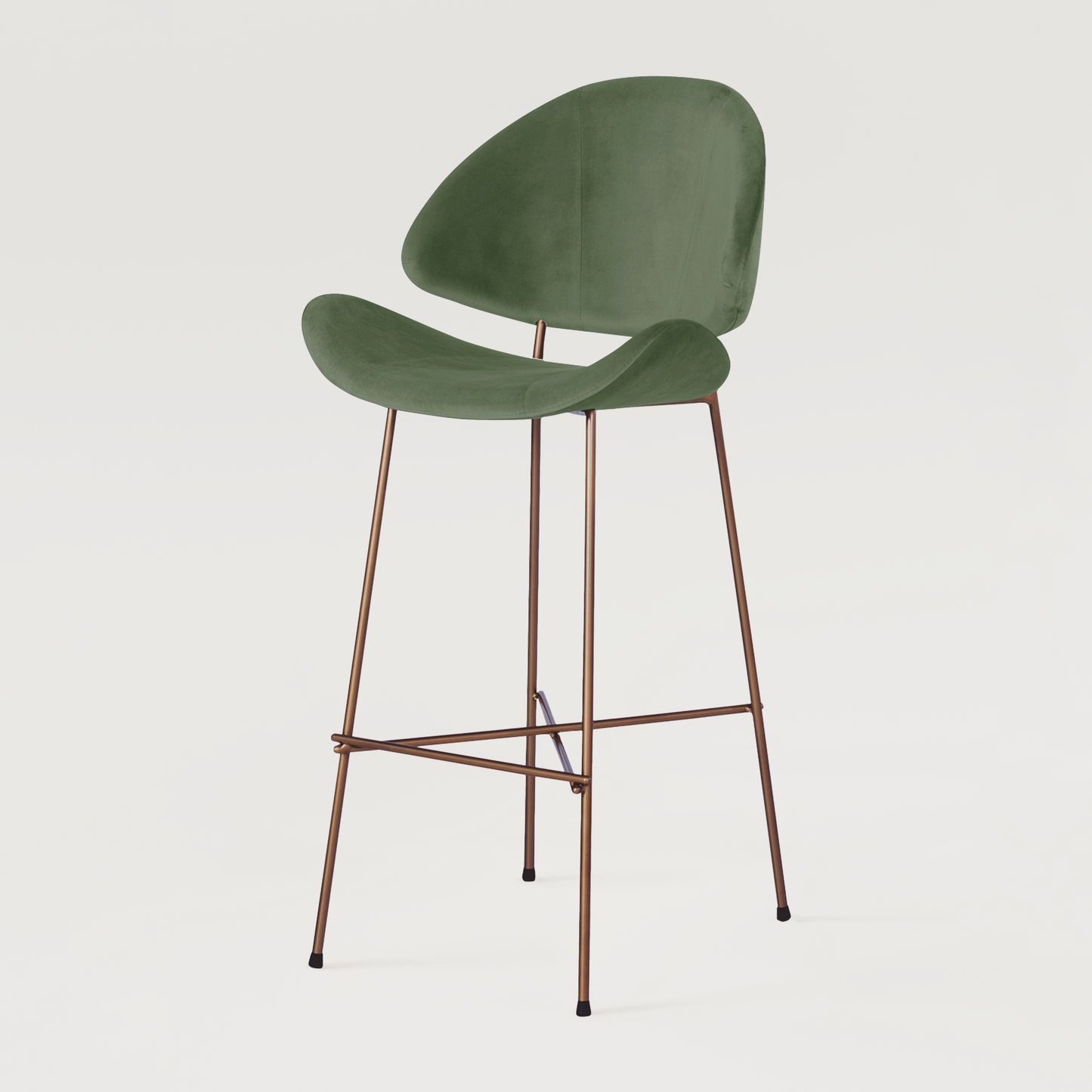 Bar stool Cheri Bar Velours Copper High - Green