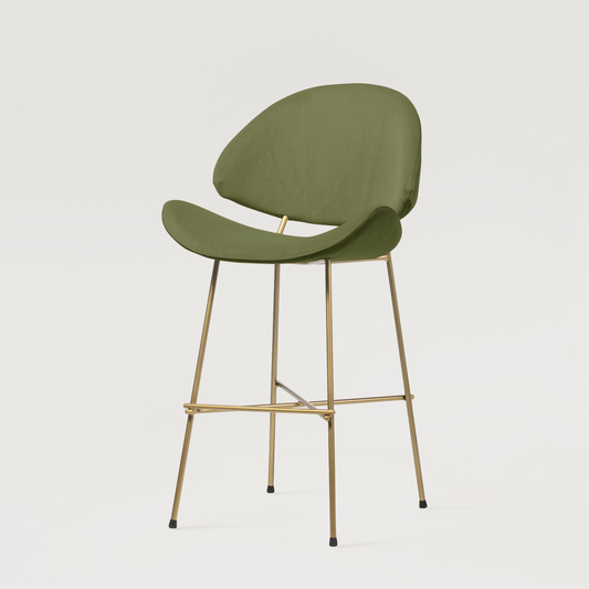 Bar stool Cheri Bar Velours Gold Low - Green