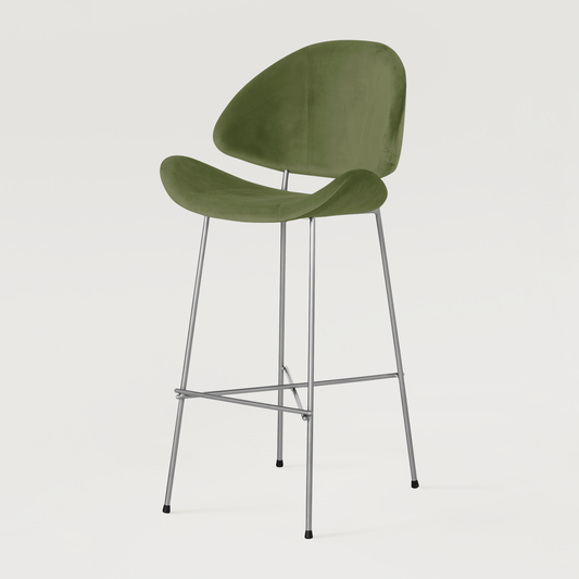 Bar stool Cheri Bar Velours Chrome High - Green