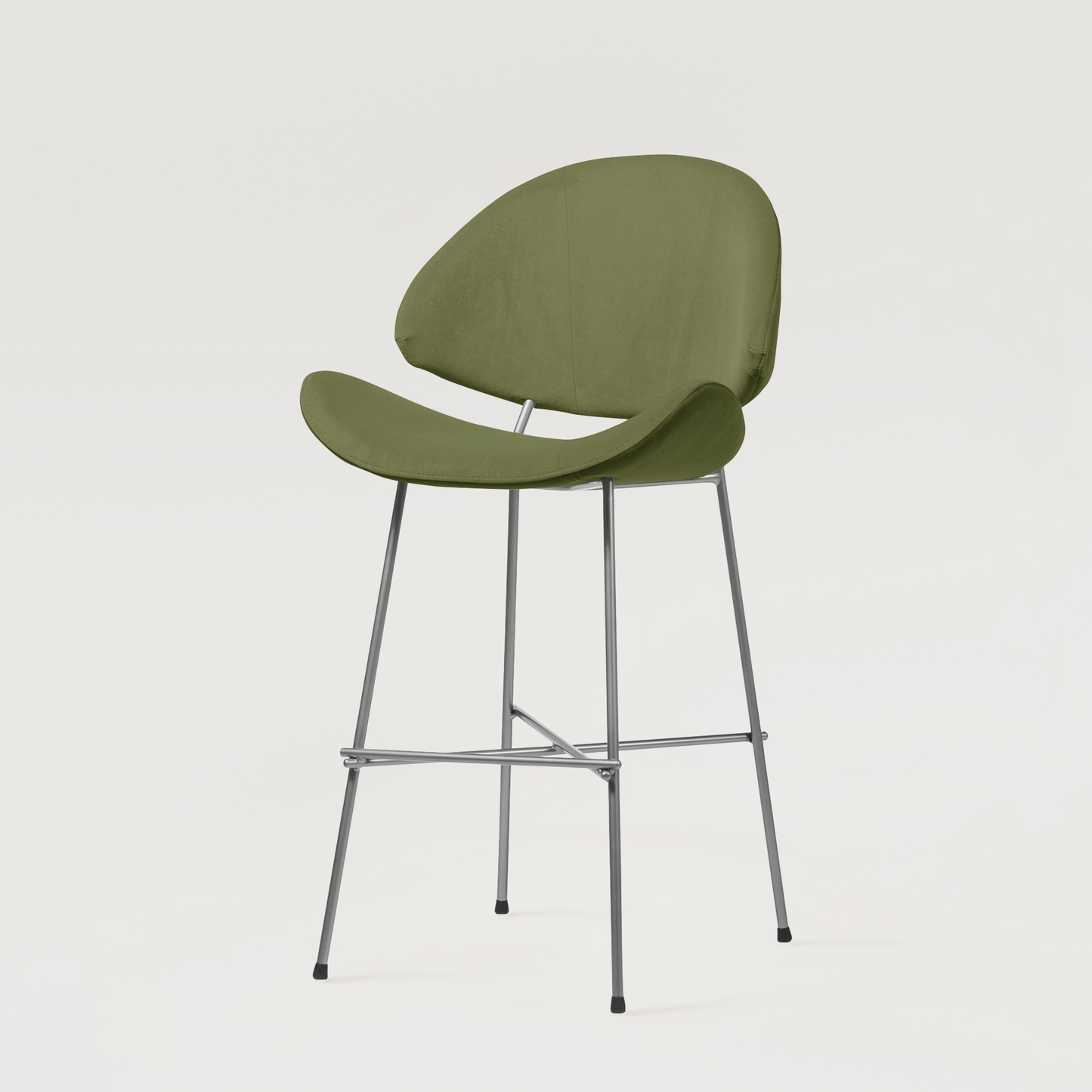 Bar stool Cheri Bar Velours Chrome Low - Green