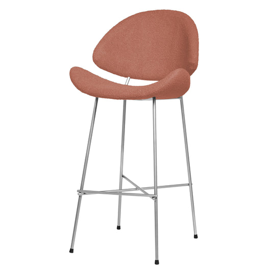 Bar stool Cheri Bar Boucle Chrome High - Brick Red