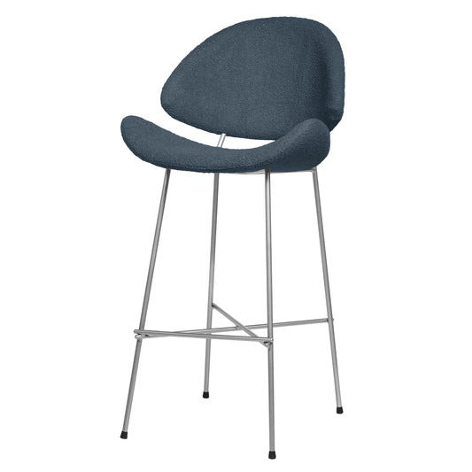 Bar stool Cheri Bar Boucle Chrome High - Dark Blue