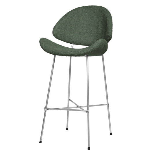 Bar stool Cheri Bar Boucle Chrome High - Dark Green