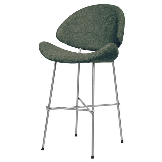 Bar stool Cheri Bar Boucle Chrome Low - Dark Green