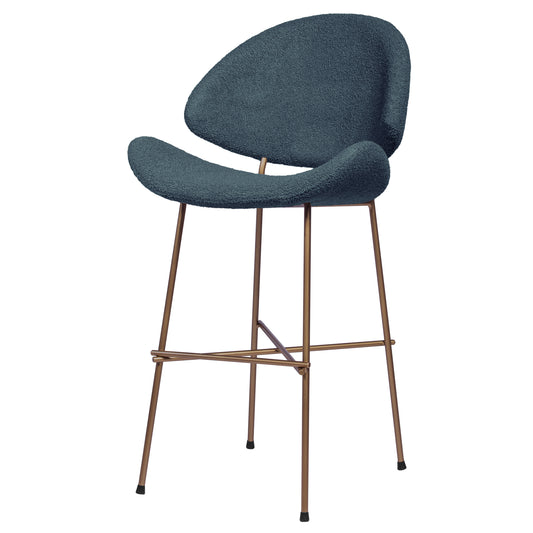 Bar stool Cheri Bar Boucle Copper Low - Dark Blue