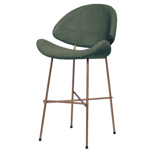 Bar stool Cheri Bar Boucle Copper Low - Dark Green