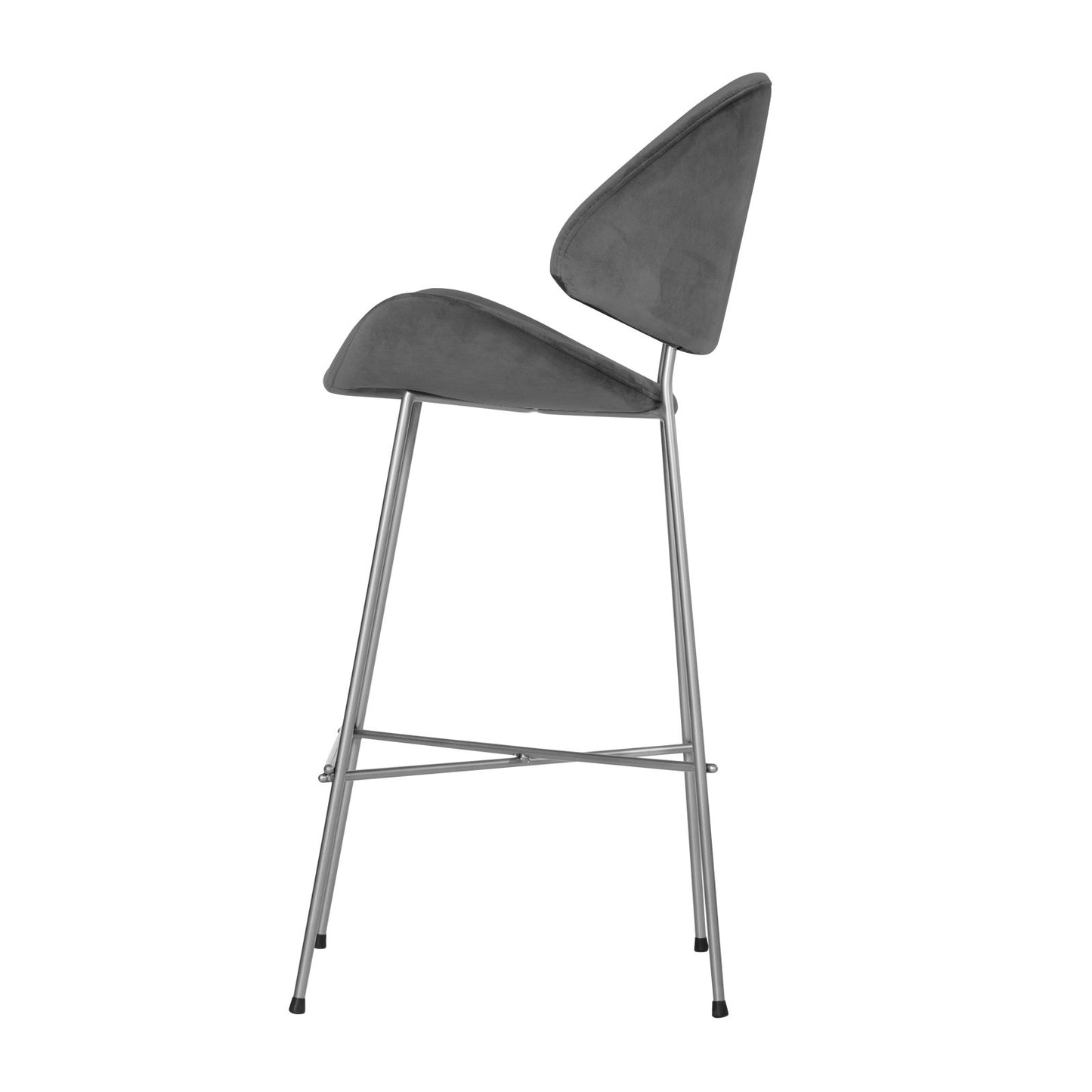 Bar stool Cheri Bar Velours Chrome High - Dark Grey