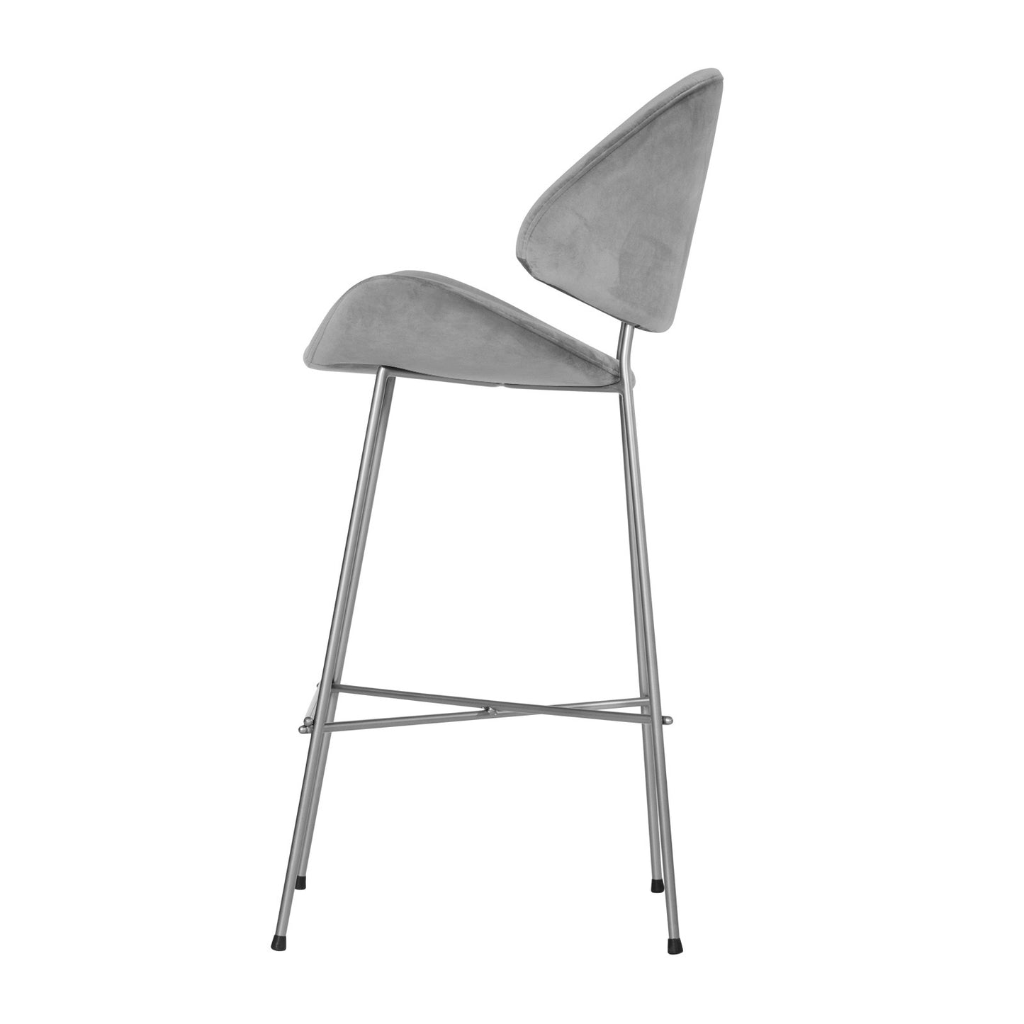 Bar stool Cheri Bar Velours Chrome High - Light Grey