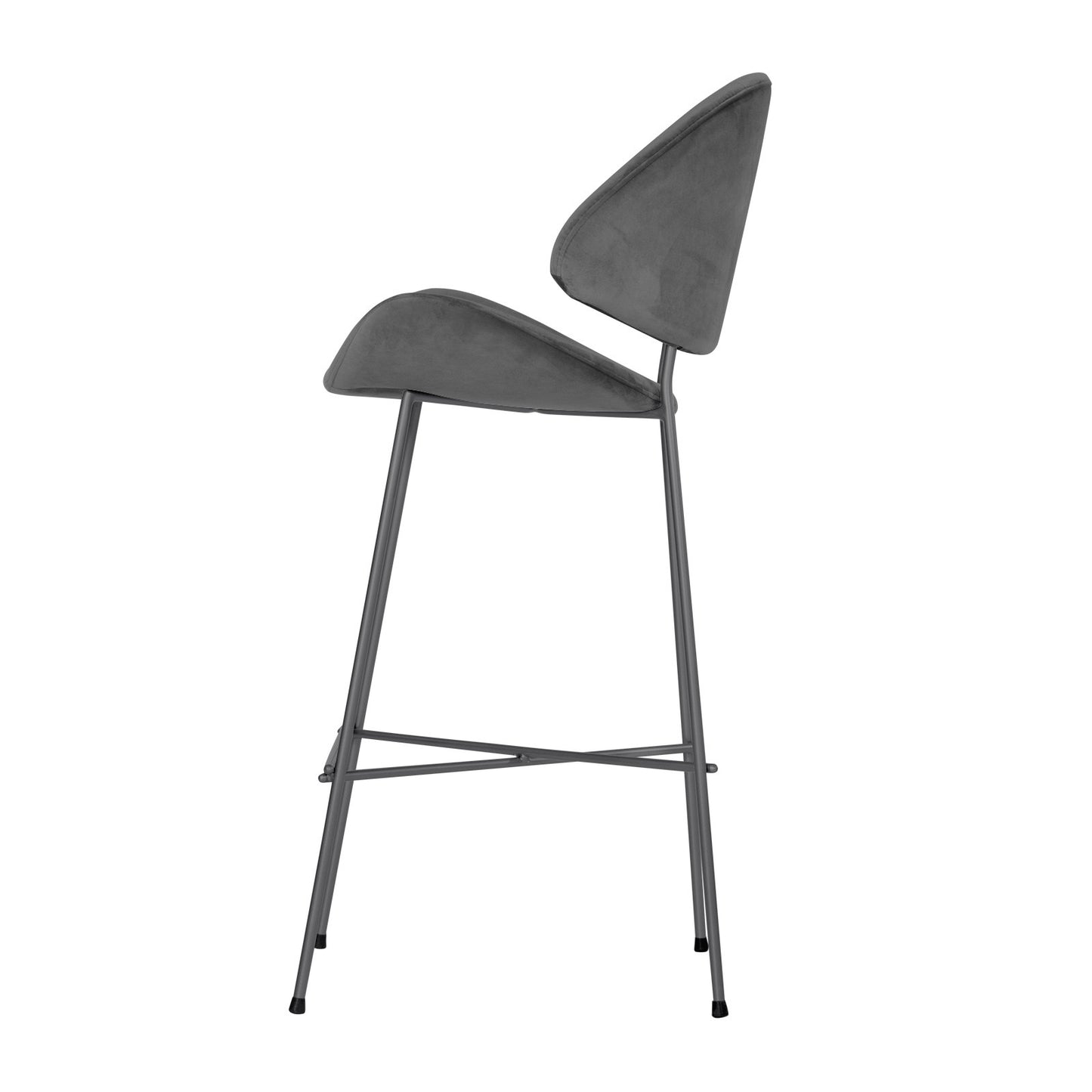 Bar stool Cheri Bar Velours Chrome Low - Dark Grey