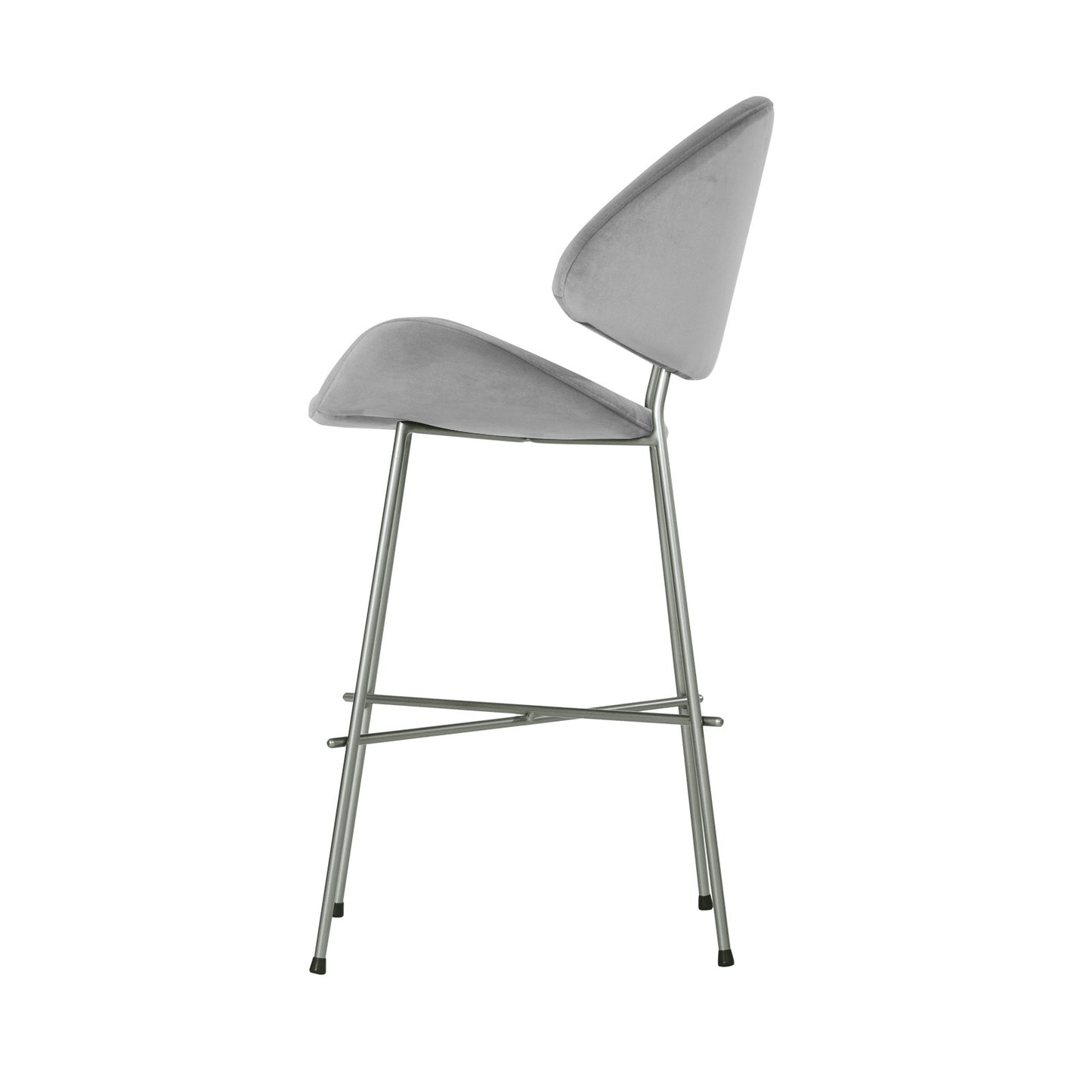 Bar stool Cheri Bar Velours Chrome Low - Light Grey