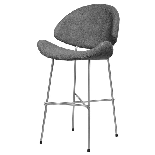 Bar stool Cheri Bar Boucle Chrome Low - Dark Grey